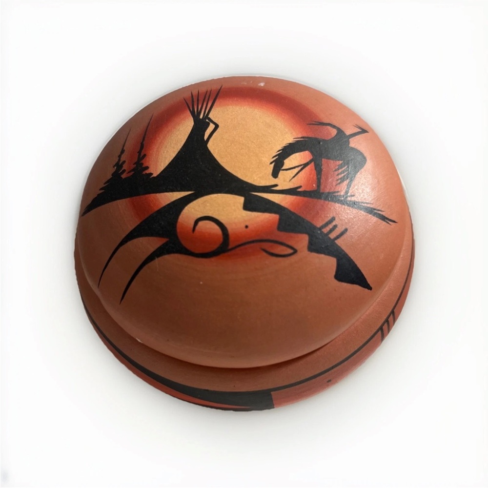 Navajo Native American Hand-painted Trinket Box-Signed